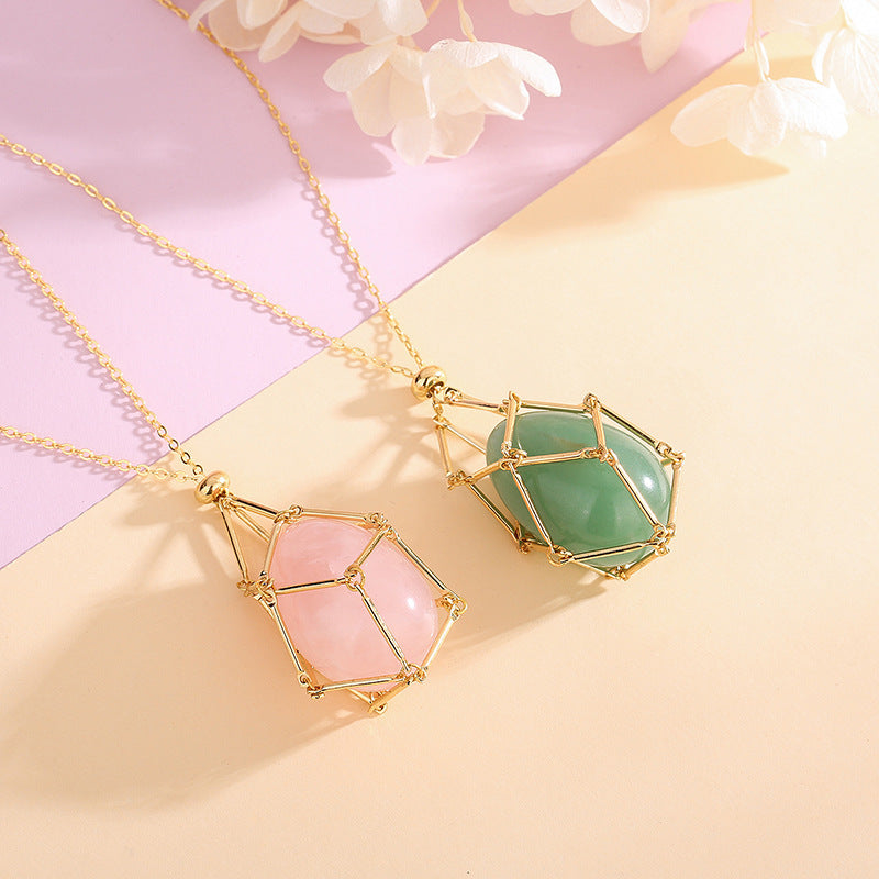 Natural Energy Crystal Pendant Bag Necklace