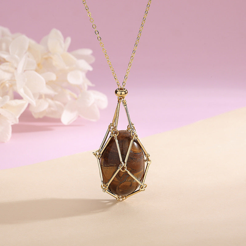 Natural Energy Crystal Pendant Bag Necklace