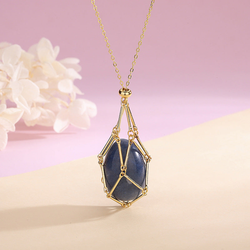 Natural Energy Crystal Pendant Bag Necklace