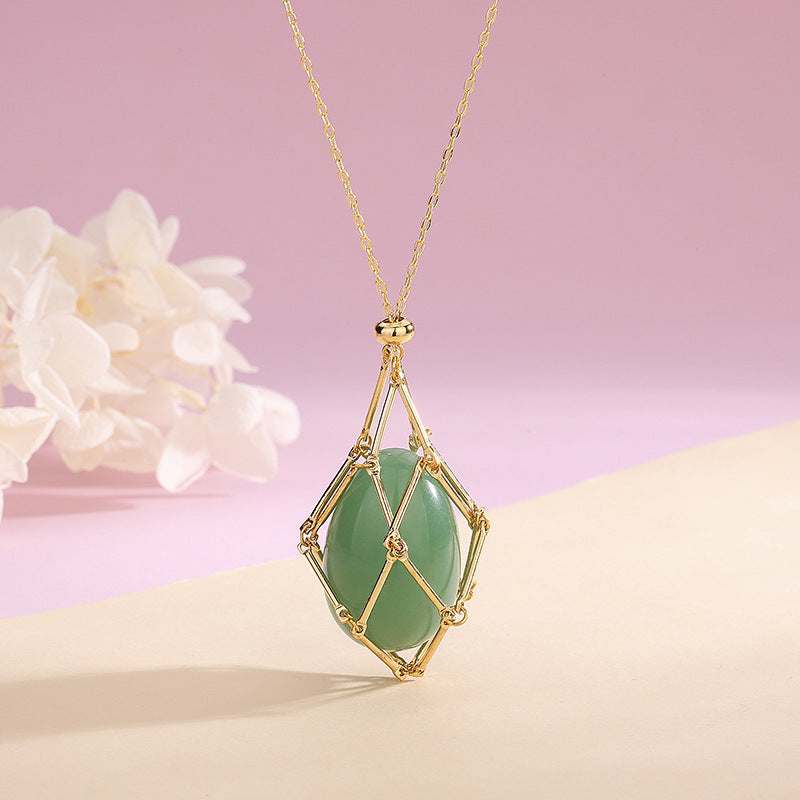 Natural Energy Crystal Pendant Bag Necklace