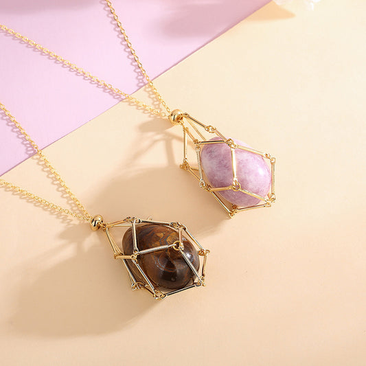 Natural Energy Crystal Pendant Bag Necklace